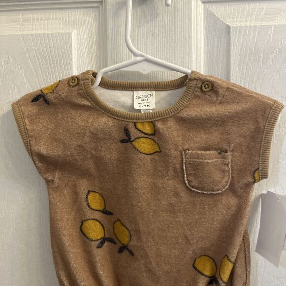NWT Grayson Mini Bubble Romper Lemon Fruit Neutral 0-3M NEW Baby Girls Summer - Picture 2 of 13